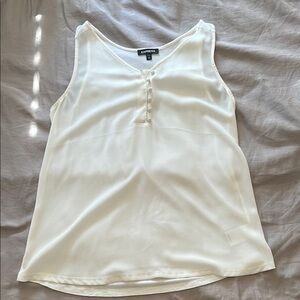 Express Cream Relaxed Buttoned Tank Blouse